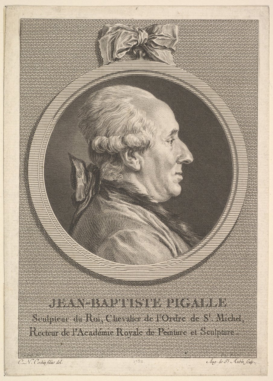 Portrett av Jean-Baptiste Pigalle, 1782. av Augustin de Saint Aubin