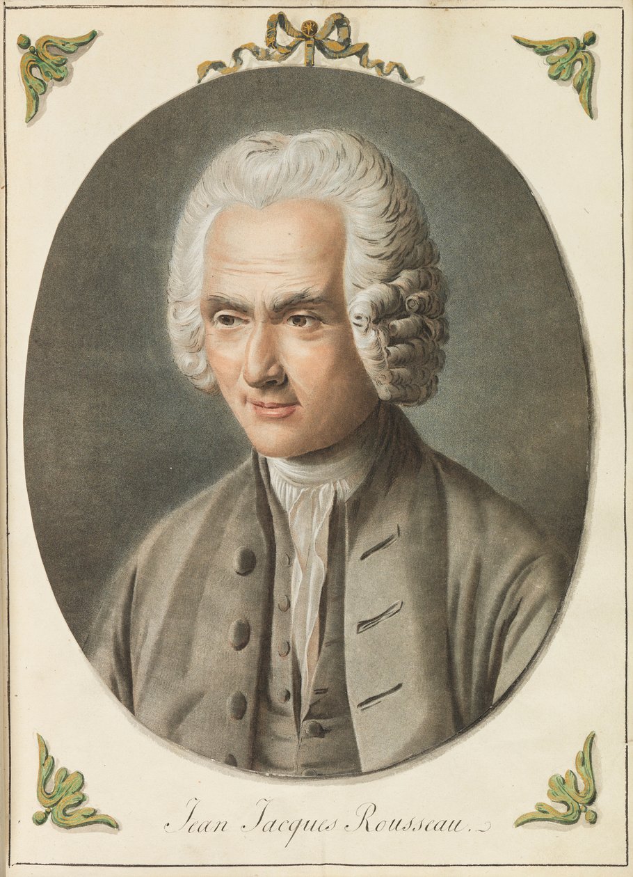 Portrett av Jean-Jacques Rousseau 1712-1778, ca 1775. av Augustin de Saint Aubin