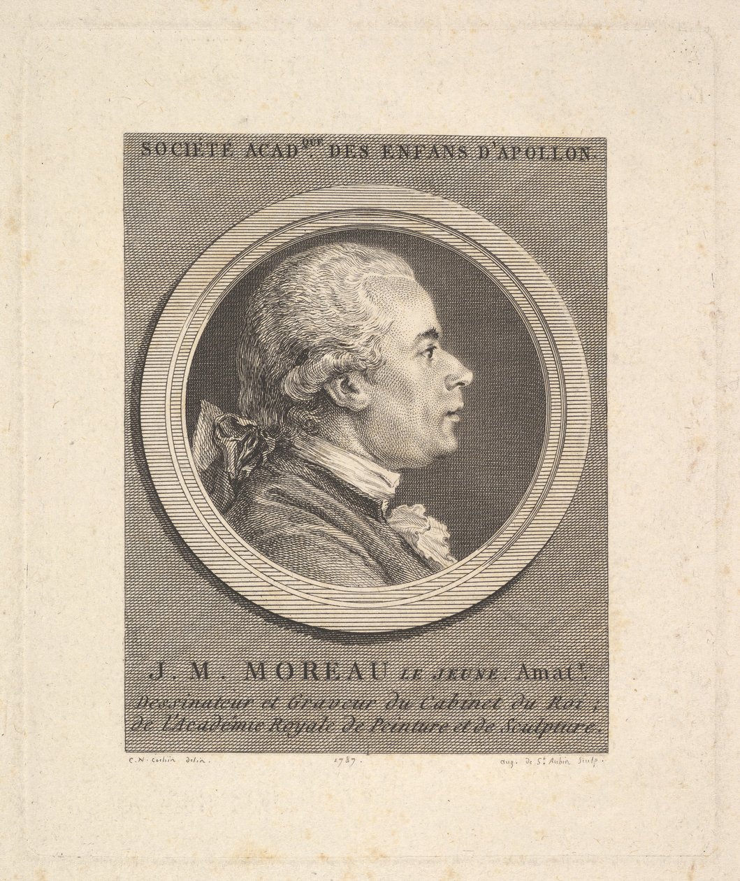 Portrett av Jean-Michel Moreau, 1787. av Augustin de Saint Aubin
