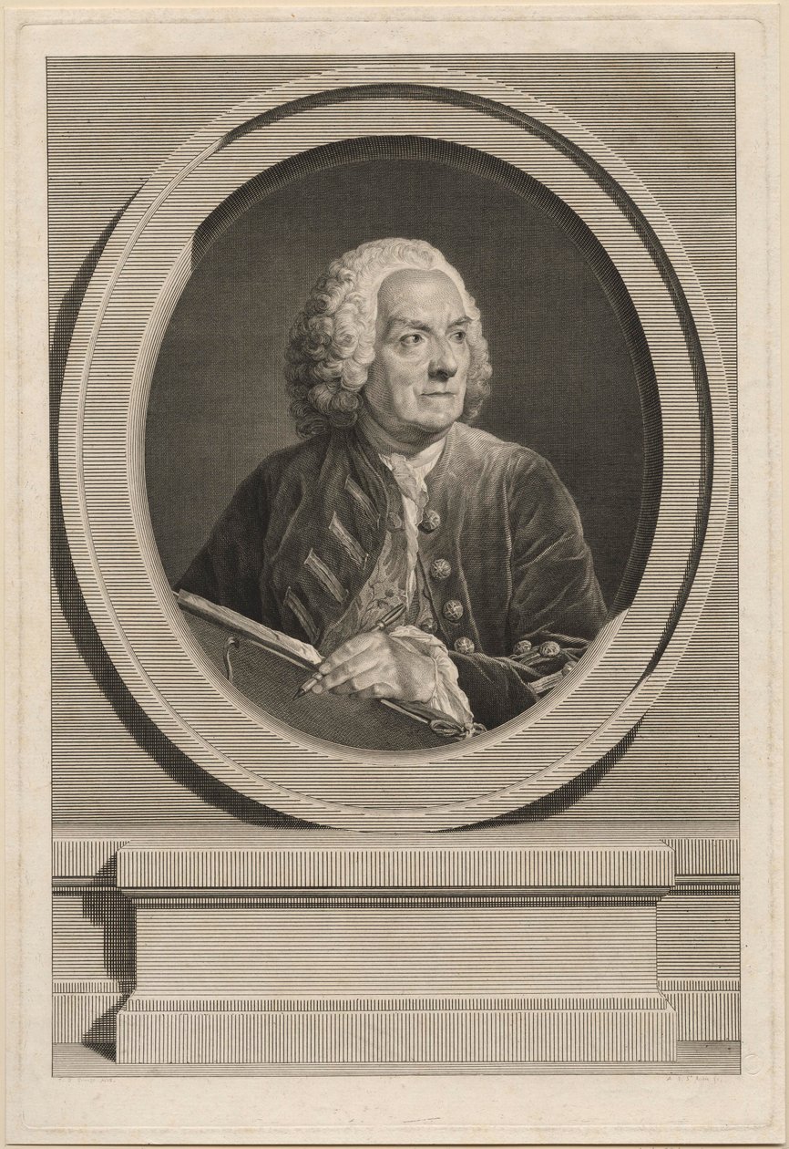 Portrett av Louis de Silvestre av Augustin de Saint Aubin