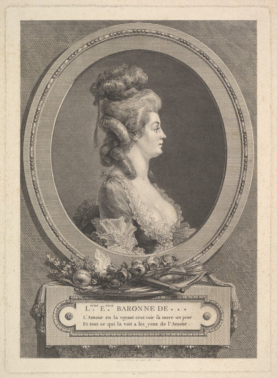 Portrett av Louise Emilie Baronne de ***, 1779. av Augustin de Saint Aubin