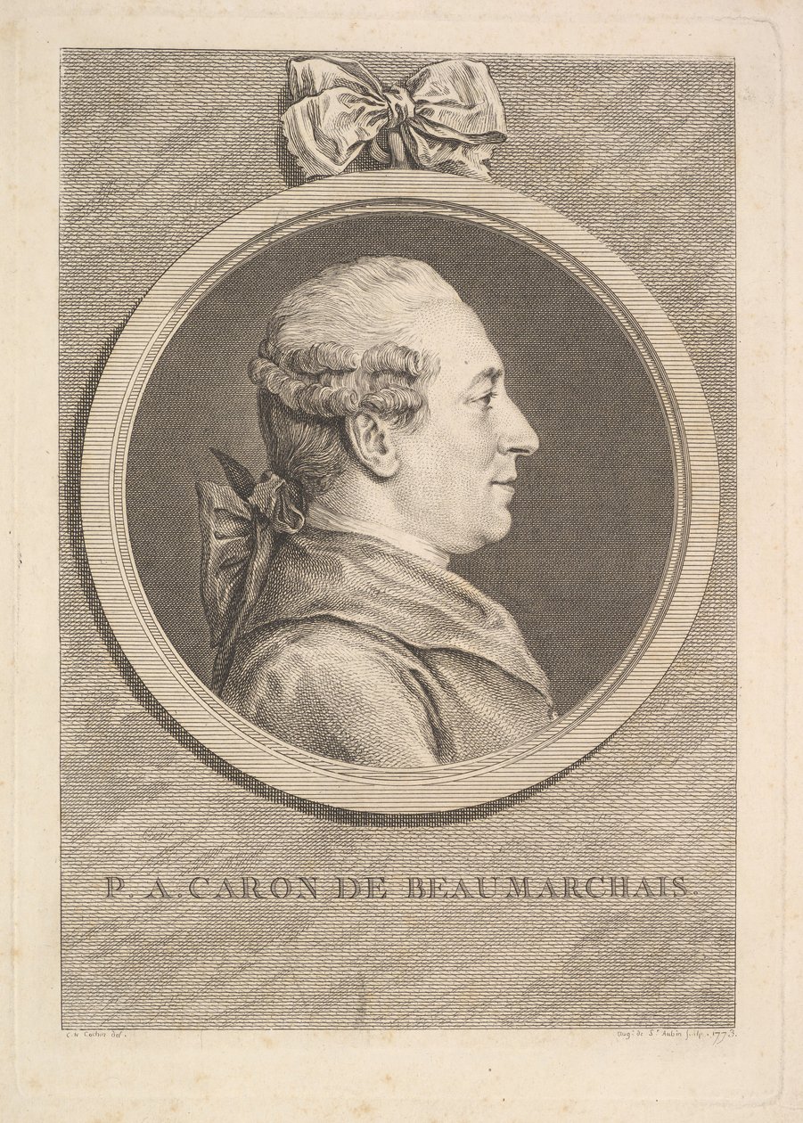 Portrett av P.A. Caron de Beaumarchais, 1773. av Augustin de Saint Aubin