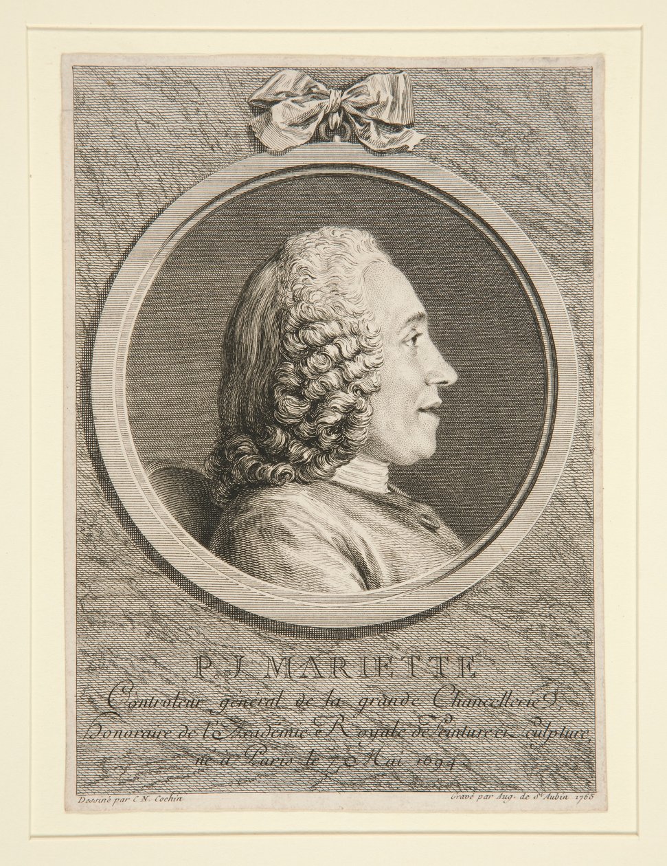 Portrett av P.J. Mariette av Augustin de Saint Aubin