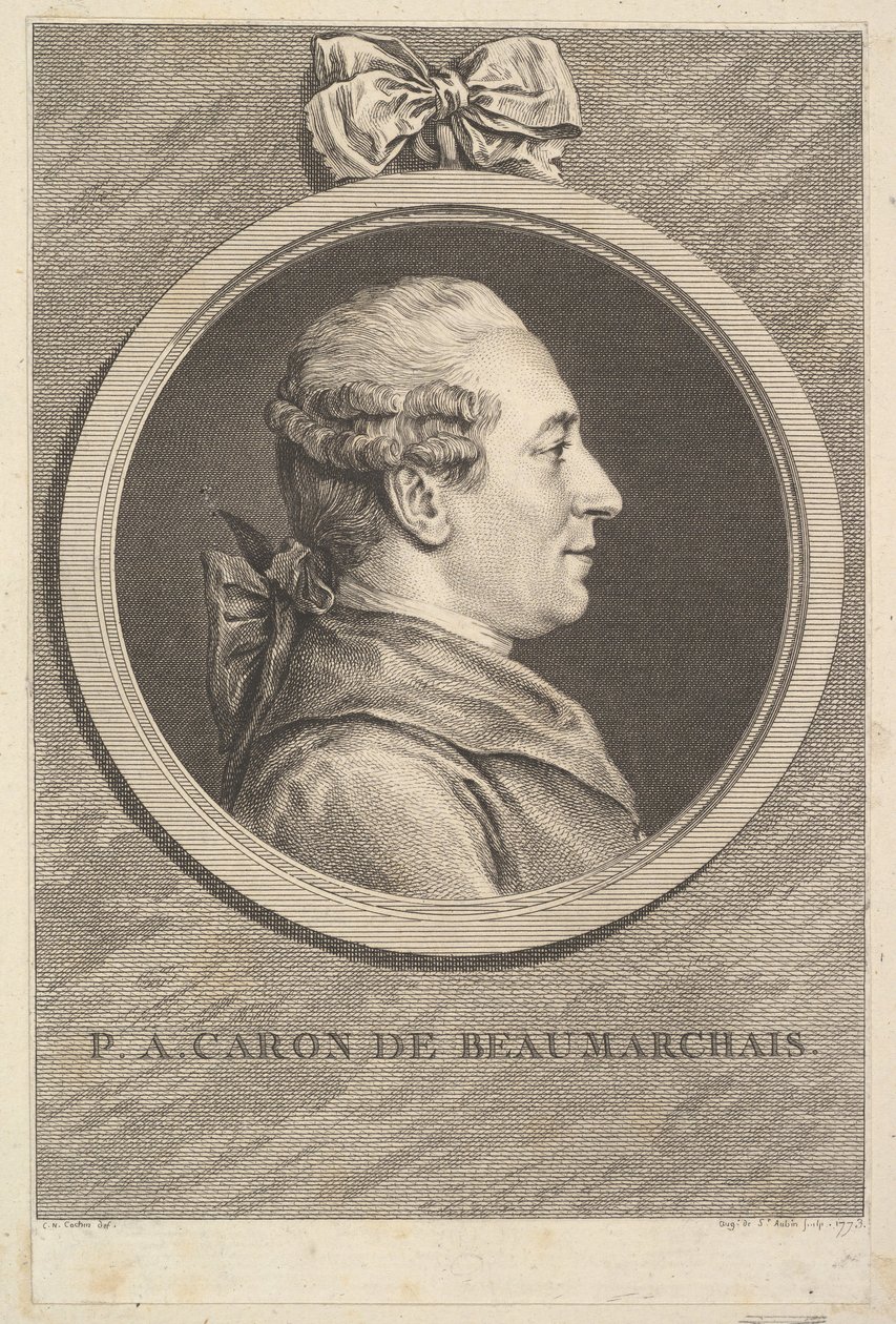 Portrett av P.A. Caron de Beaumarchais, 1773. av Augustin de Saint Aubin