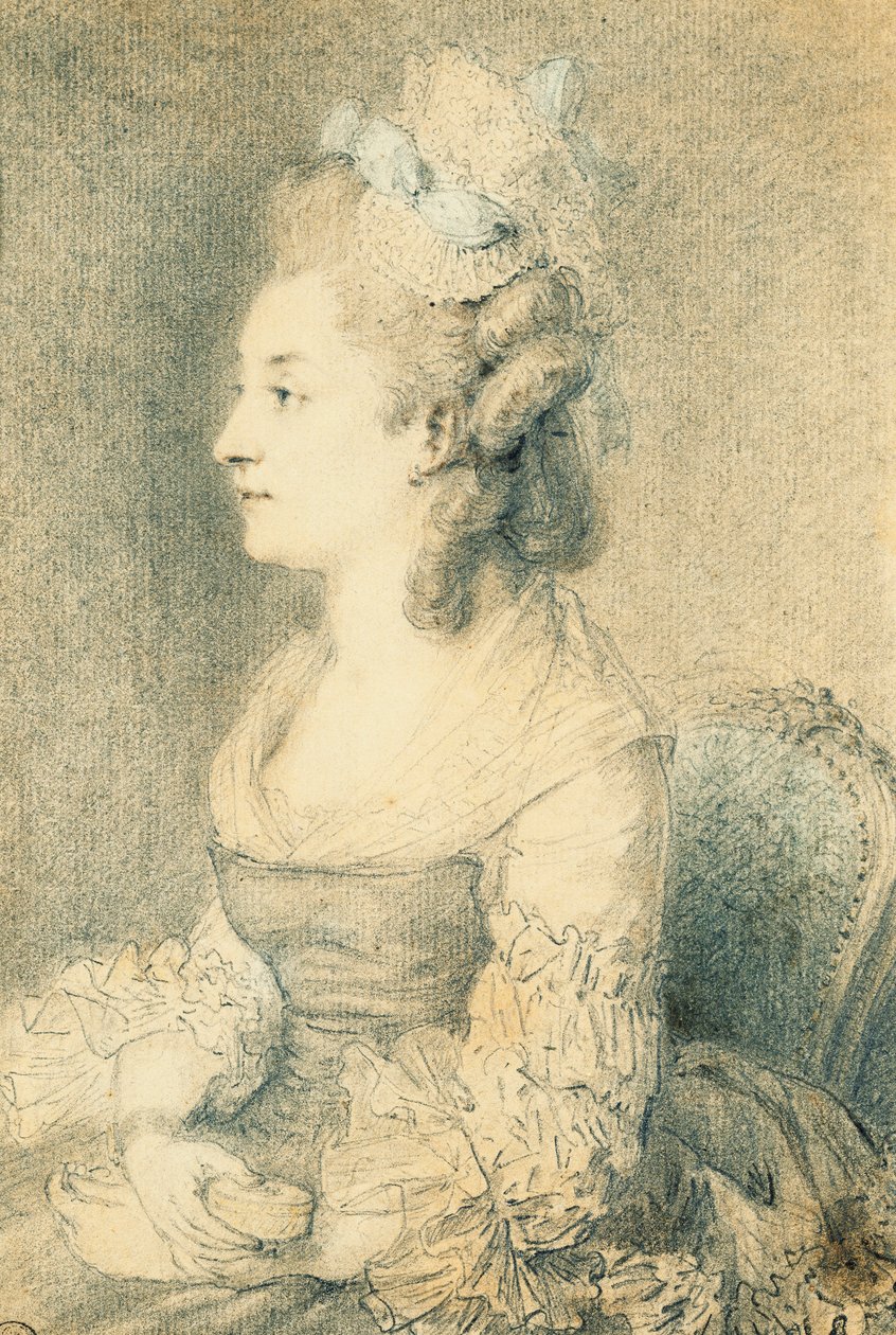 Portrett av kunstnerens kone av Augustin de Saint Aubin
