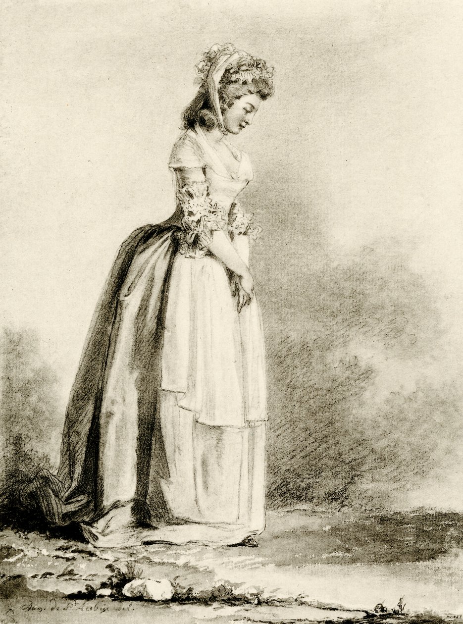 Studie av en ung dame av Augustin de Saint Aubin