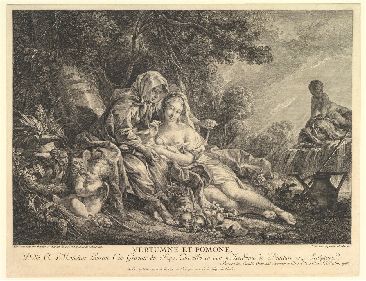 Vertumnus og Pomona, 1765. av Augustin de Saint Aubin