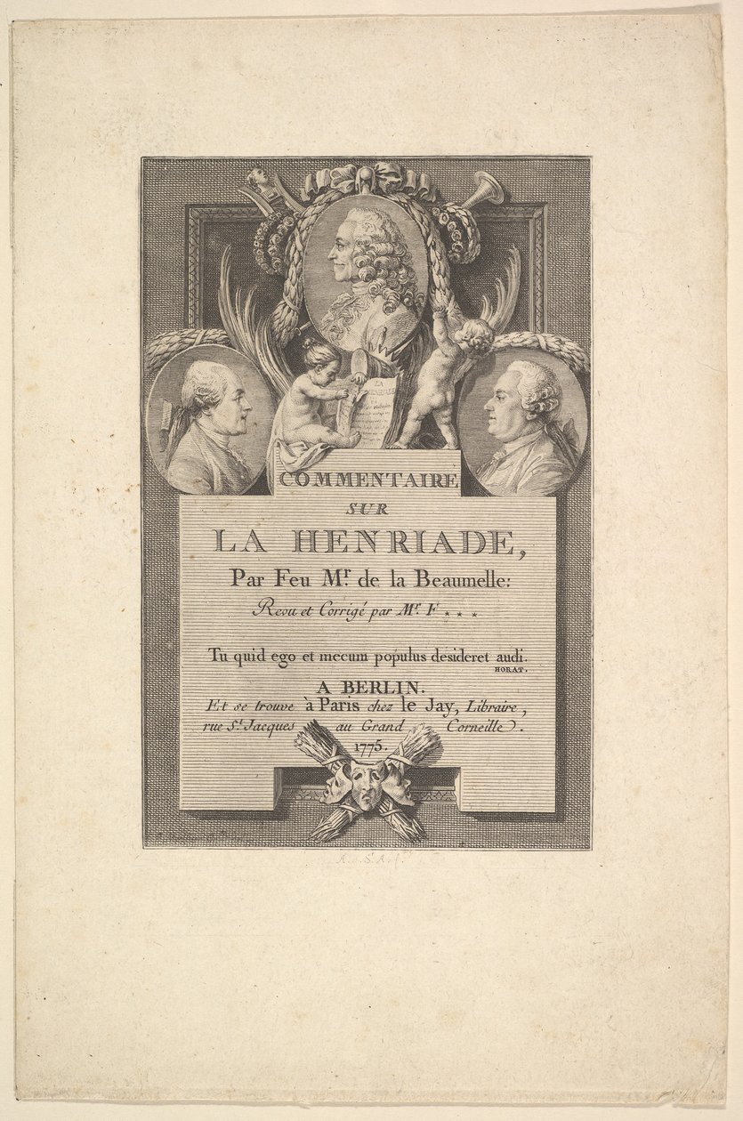 Voltaire, Fréron og Beaumelle, 1775. av Augustin de Saint Aubin