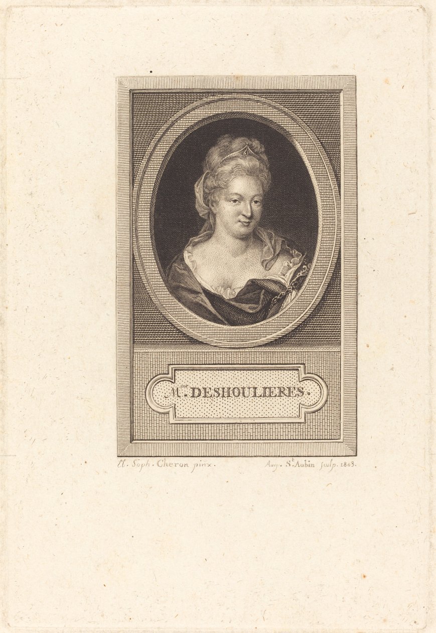 Antoinette du Ligier fra La Garde Deshoulieres av Augustin de Saint Aubin after Elisabeth Sophie Cheron