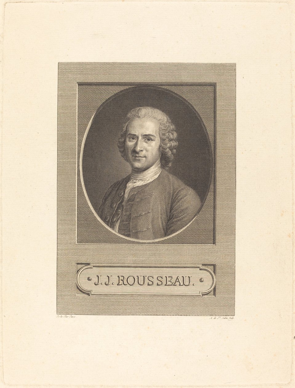 Frontispice: J.J. Rousseau av Augustin de Saint Aubin after Maurice Quentin