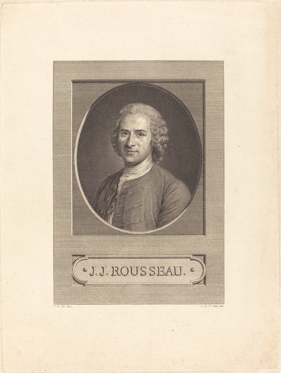 JJ Rousseau av Augustin de Saint Aubin after Maurice Quentin