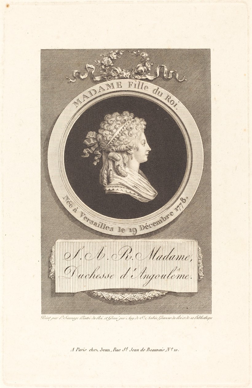 Marie-Thérèse-Charlotte, hertuginne av Angoulême av Augustin de Saint Aubin after Piat Joseph Sauvage