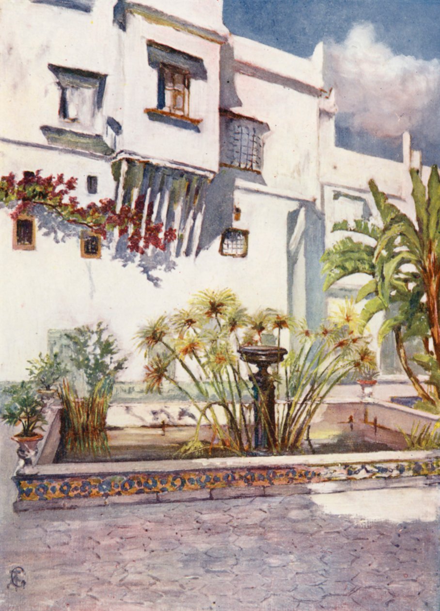 Bardo-gårdsplassen, Alger (fargelitografi) av Augustine Fitzgerald