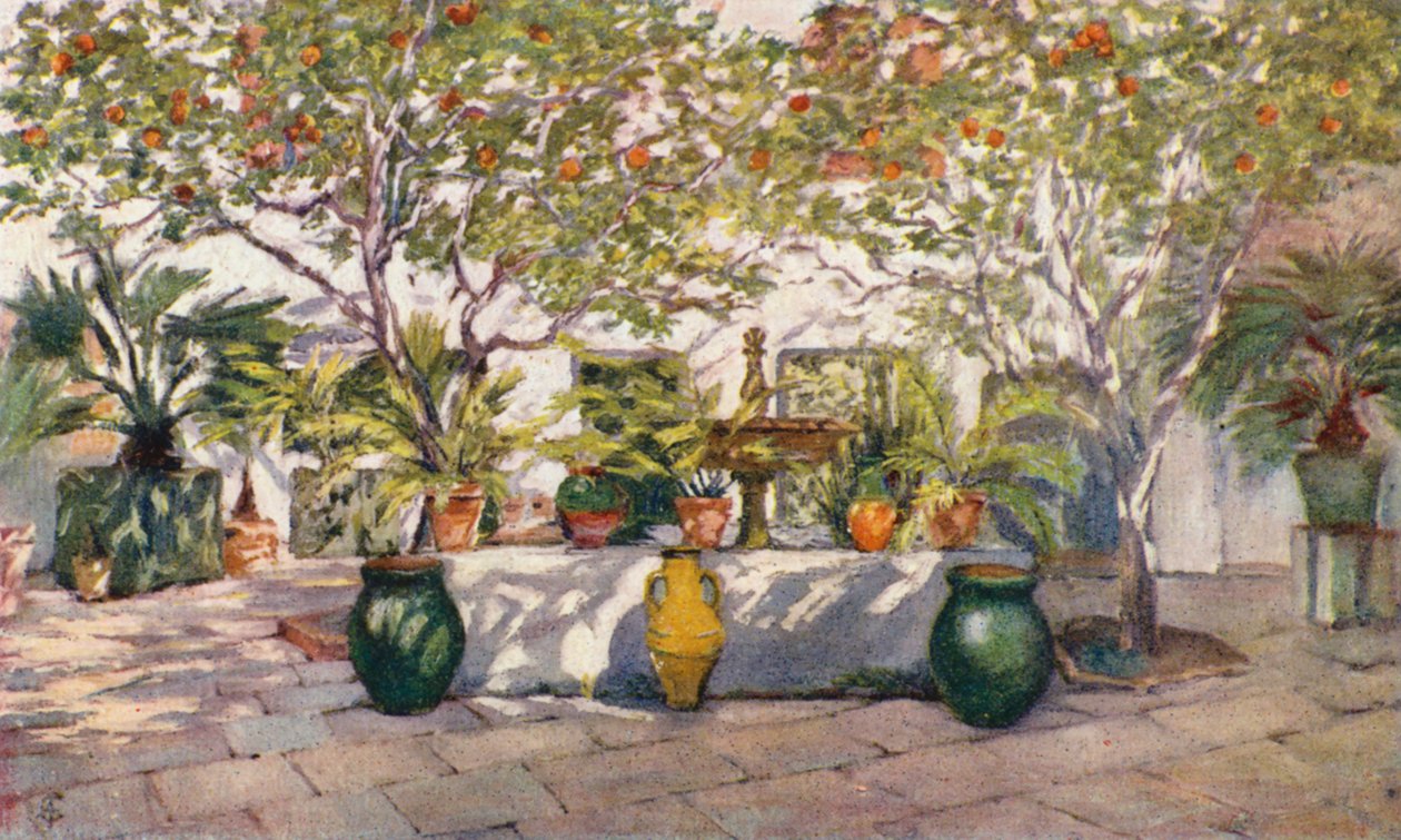 Villa Caid Mahomed, residensen til herr Hay Newton, generalkonsul i Alger (fargelitografi) av Augustine Fitzgerald