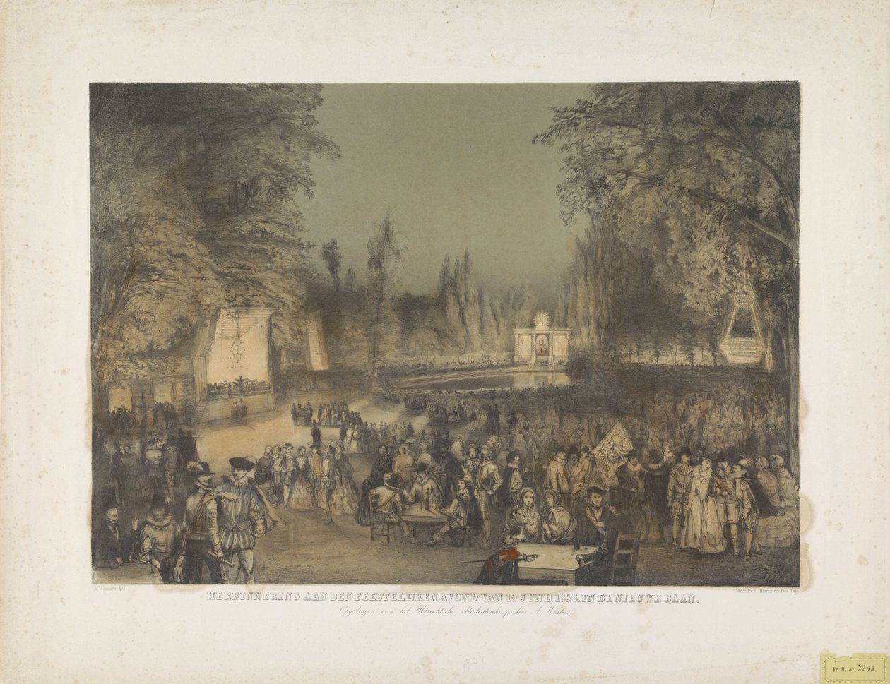 Minne om festkvelden 19. juni 1856. I Nieuwe Baan (tittel på objekt) av Augustinus Jacobus Bernardus Wouters