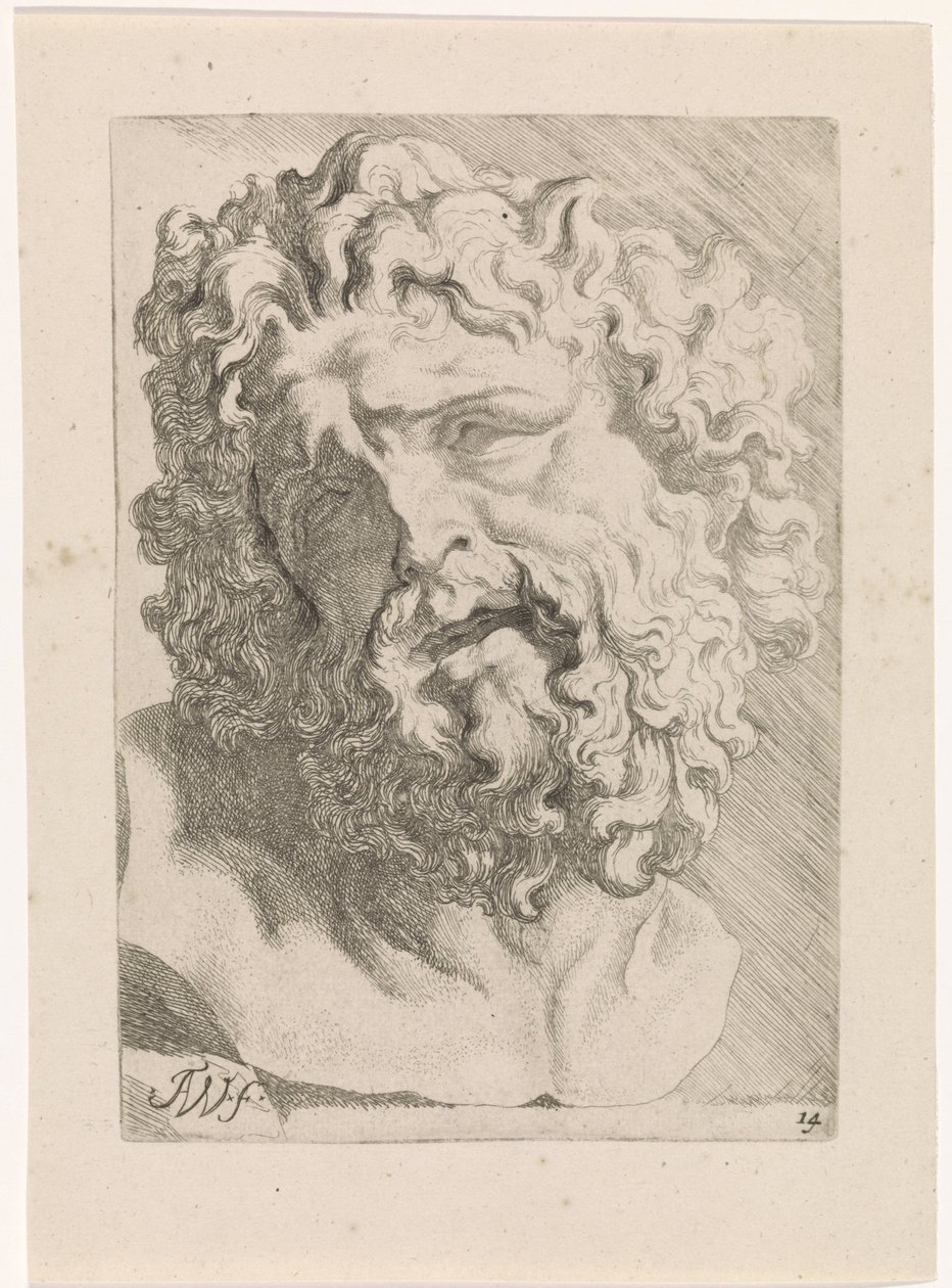Leder for Laocoön Studies for en bok med tegninger etter klassiske skulpturer og figurer av Anthony van Dyck (serietittel) av Augustinus Terwesten (I)