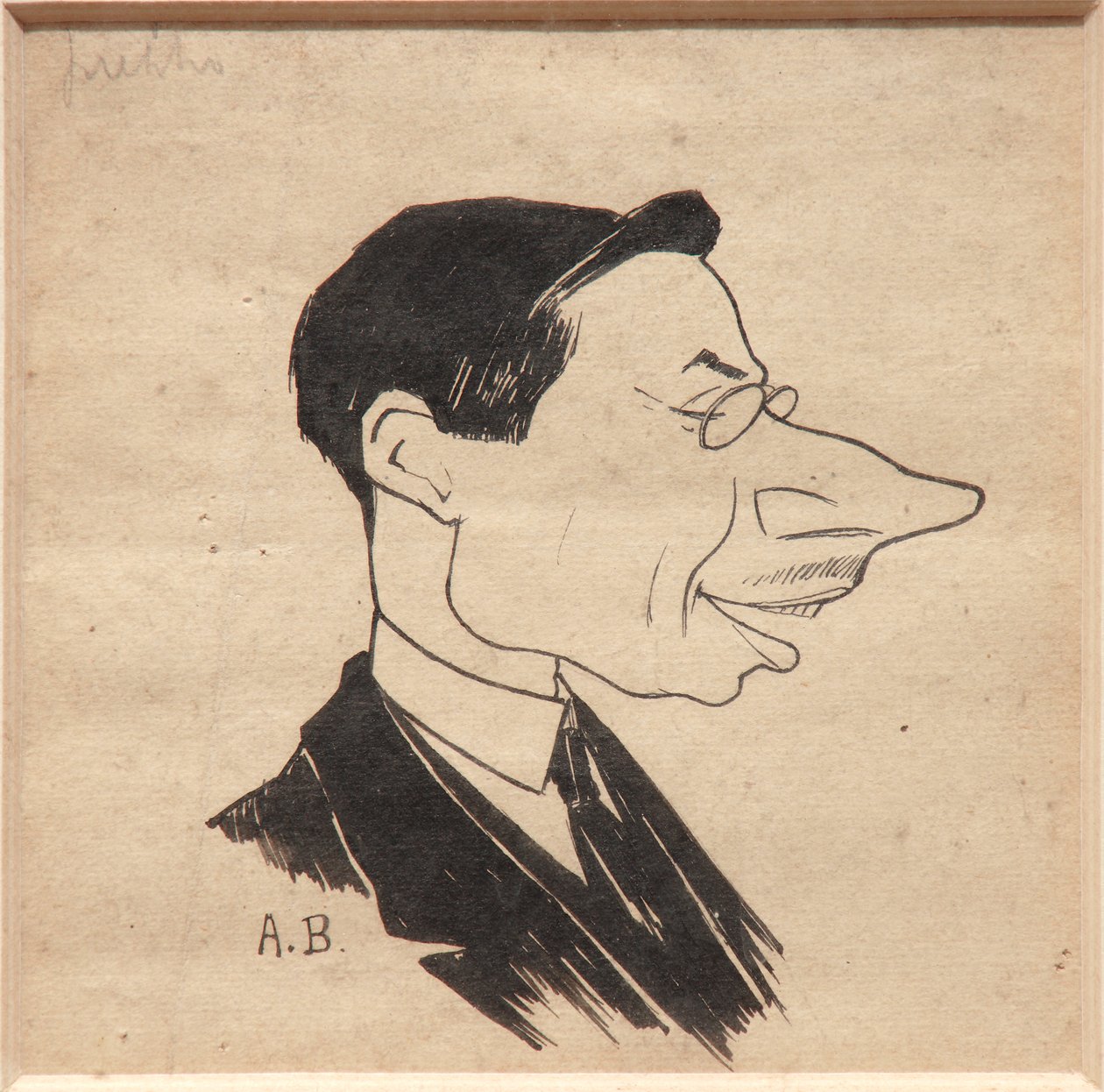 Karikatur (svart blekk på papir) av Augusto Baracchi