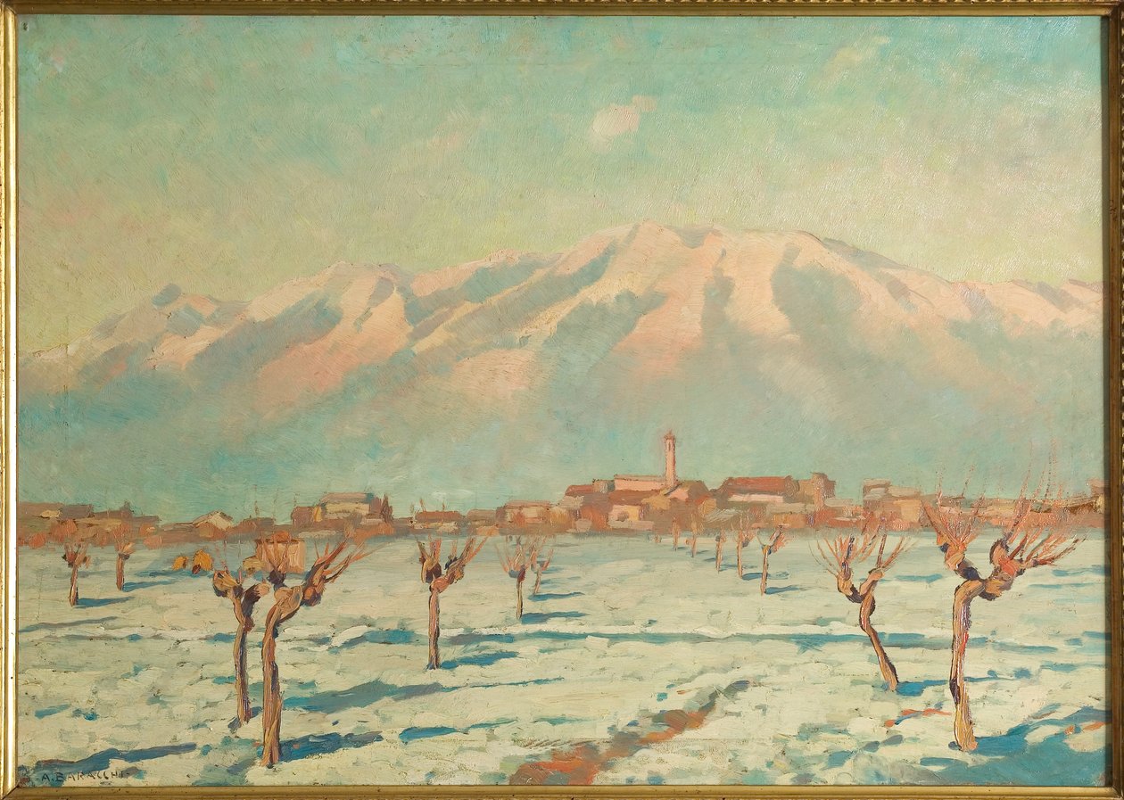 Landskap dekket med snø (olje på masonitt) av Augusto Baracchi
