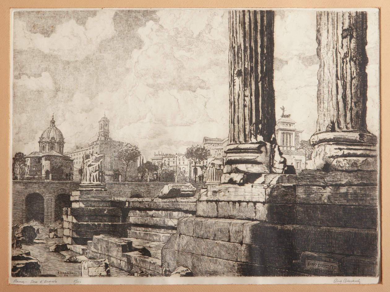Roma, Augustus Forum (radering på papir) av Augusto Baracchi