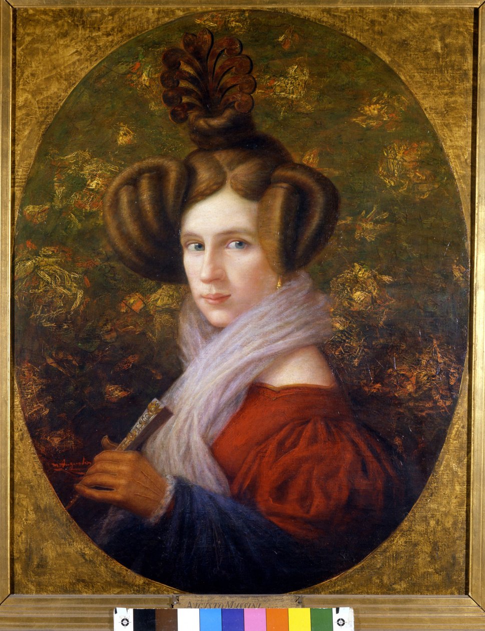 Portrett av Margherita Barezzi (1814-1840) første kone av Giuseppe Verdi. maleri av A. Mussini. Scala museum. Milan av Augusto Mussini