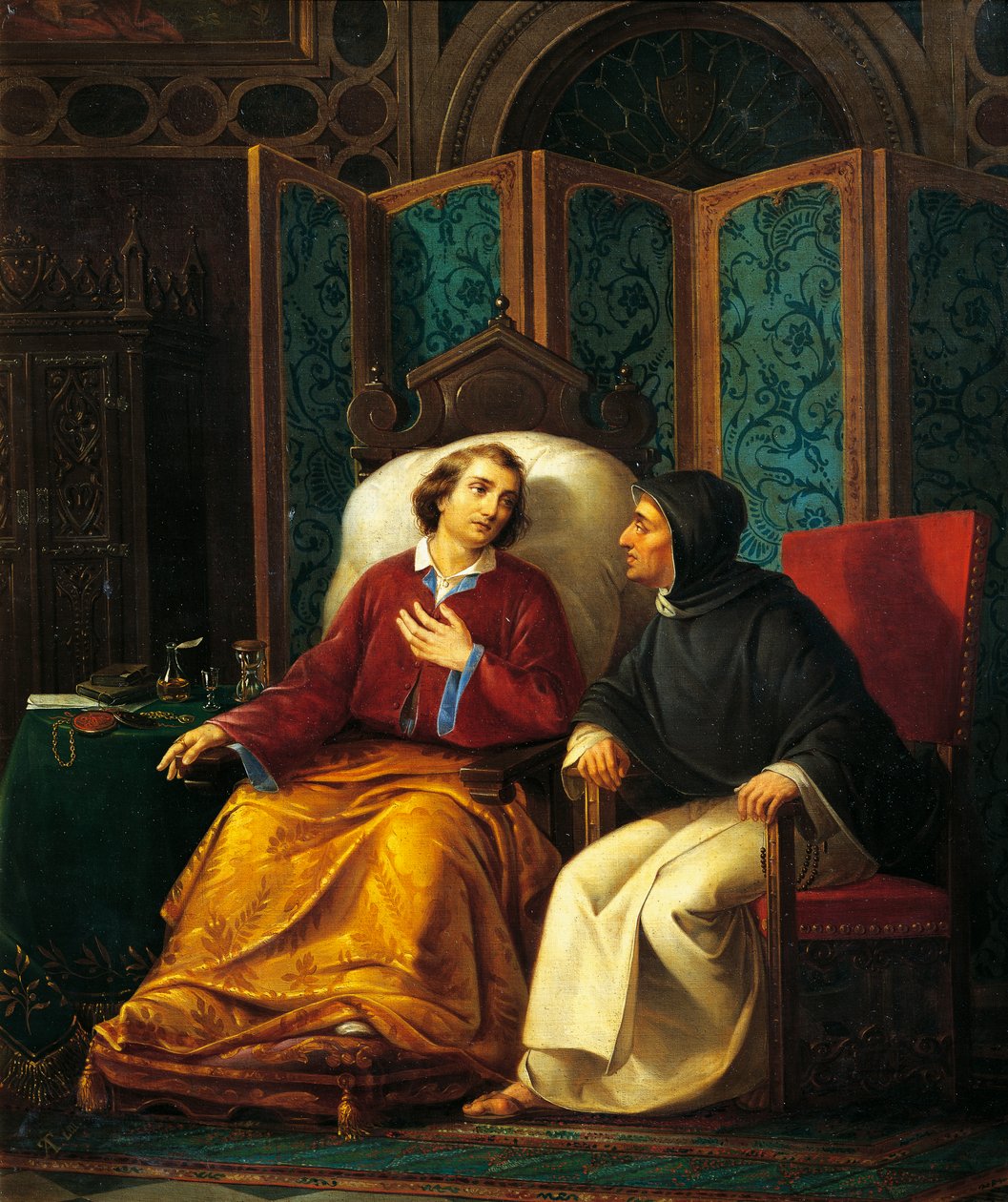 Lorenzo de' Medicis tilståelse, av Augusto Tominz (1818-1883) av Augusto Tominz