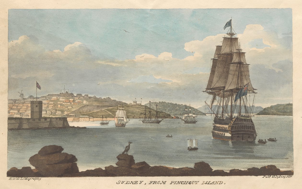 Sydney fra Pinchgut Island av Augustus Earle