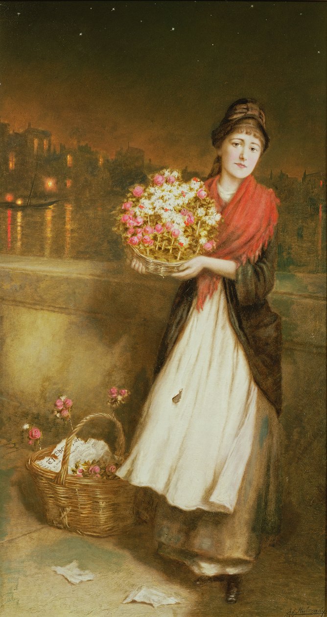 A London Flower Girl, 1877 av Augustus Edward Mulready