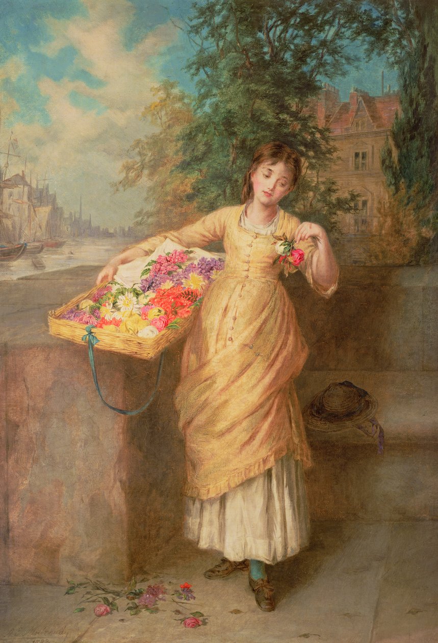 Blomsterselgeren, 1882 av Augustus Edward Mulready