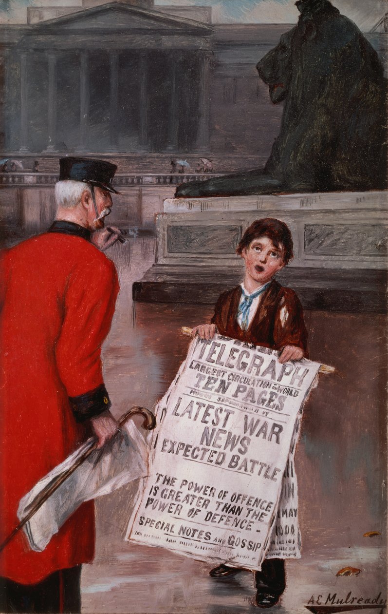 Krigsnyheter, ca. 1900 av Augustus Edward Mulready