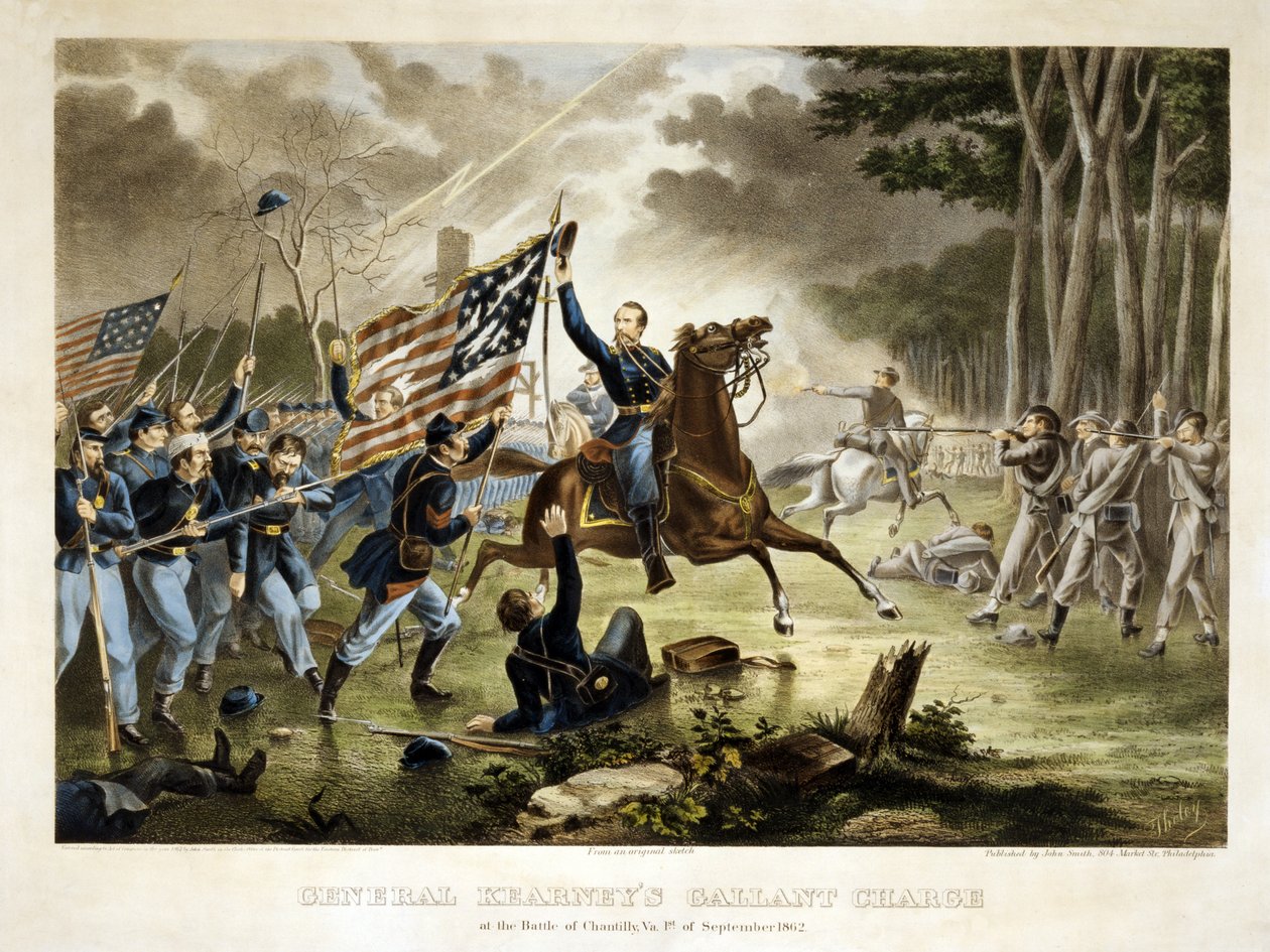 General Kearneys Gallant anklager, ved slaget ved Chantilly, Va., 1. september 1862, pub. 1862 av Augustus Tholey