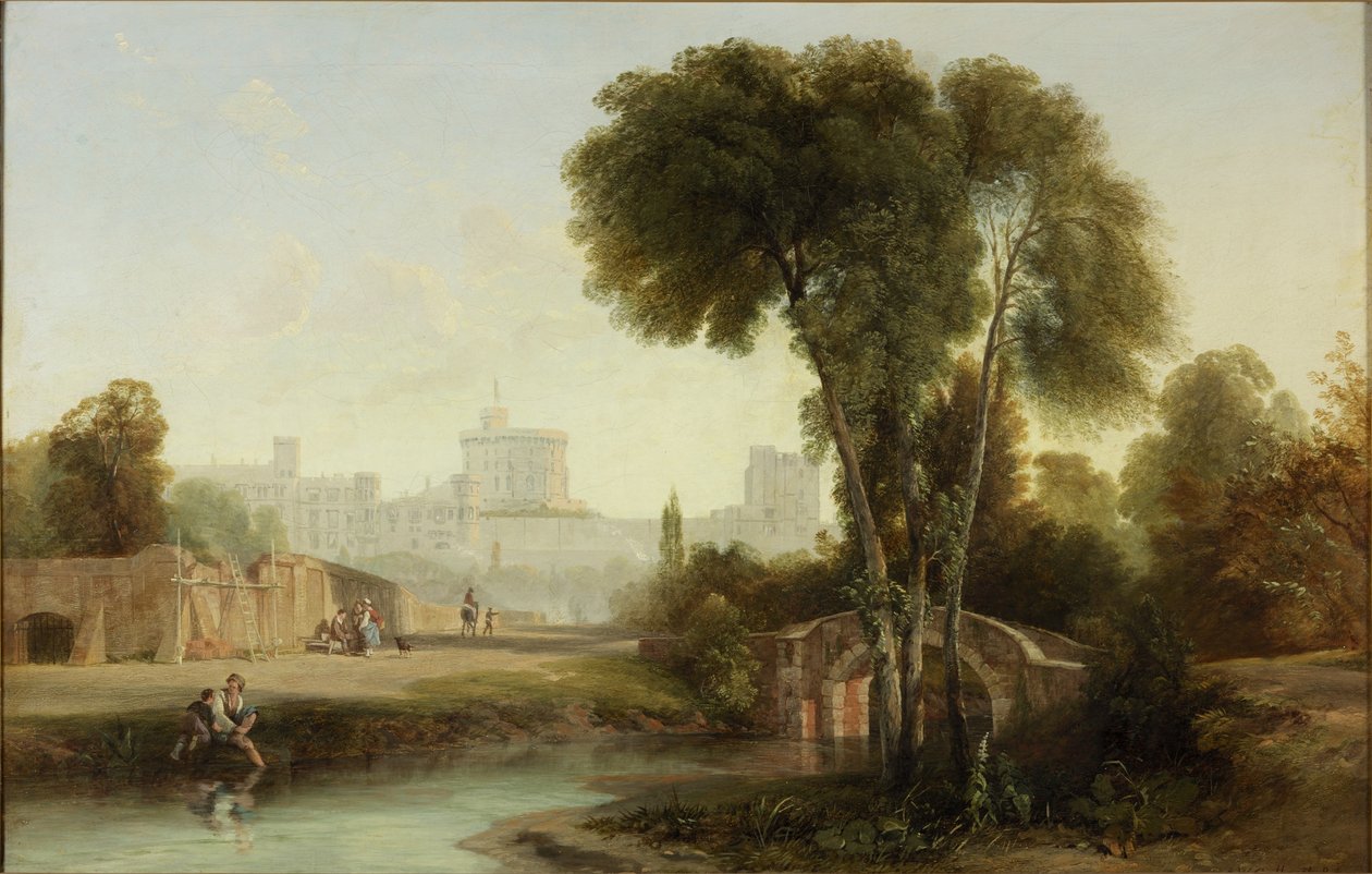 Windsor Castle fra den gamle broen av Augustus Wall Callcott