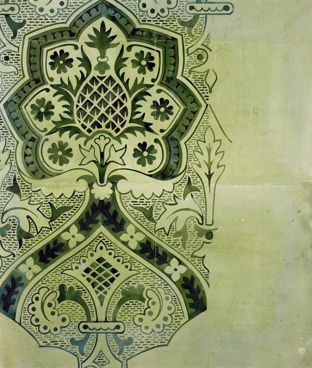 Design for et kirkelig tapettrykk (blekk på papir) av Augustus Welby Northmore Pugin