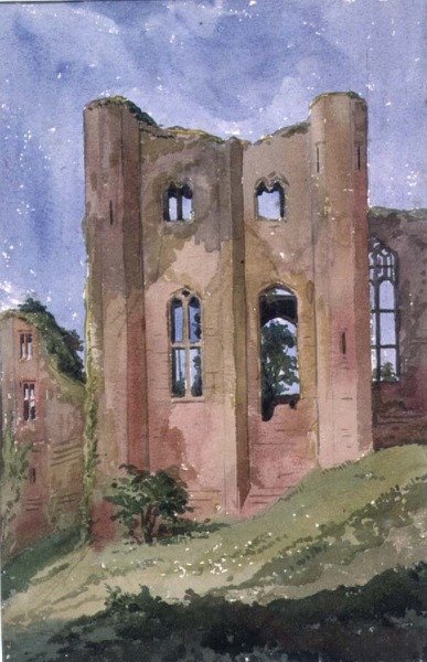 Kenilworth Castle, Warwick, utsikt fra tårnet ved siden av Great Hall, 1800-tallet av Augustus Welby Northmore Pugin