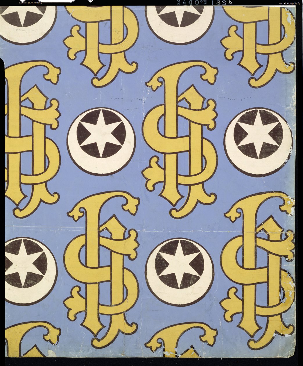 Stjerne og nøkkel kirkelig tapetdesign av Augustus Welby Northmore Pugin