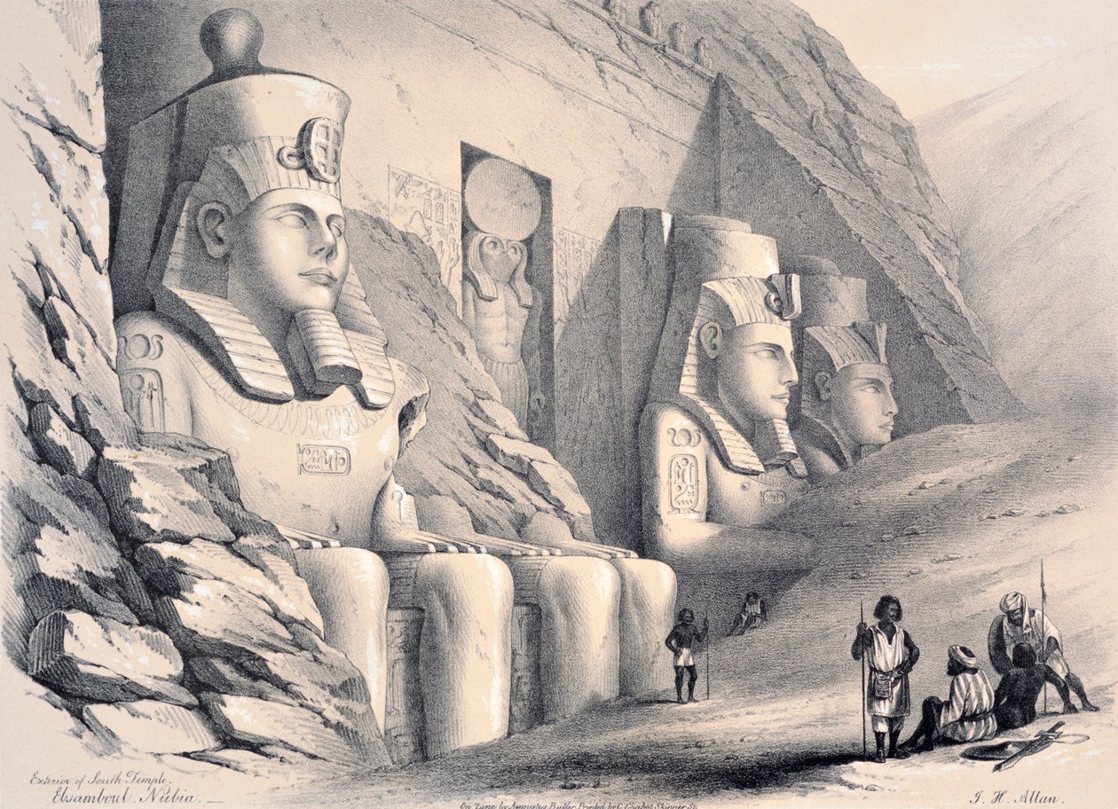 Utsiden av South Temple, Ebsamboul, Nubia, c1850 av Augustus Butler