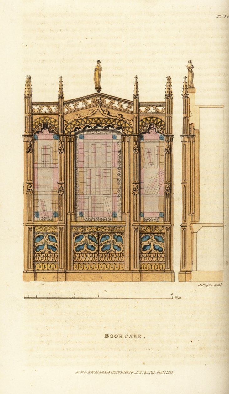 En gotisk bokkasse av Augustus Charles (after) Pugin