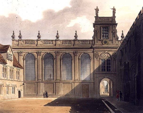 Eksteriør av Trinity College Chapel, illustrasjon fra 