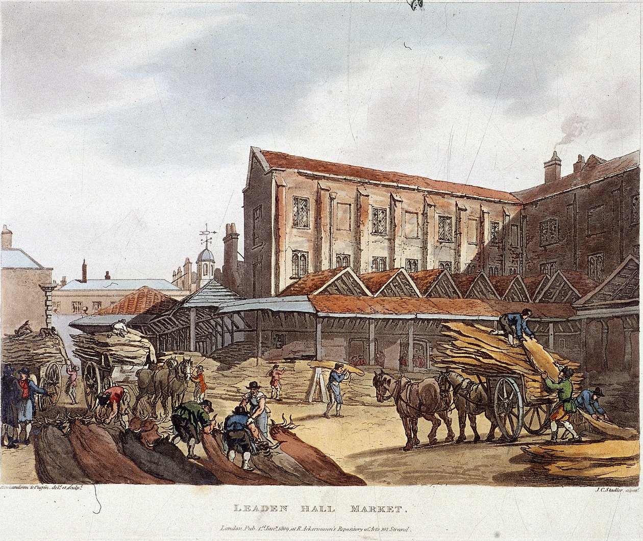 Leadenhall Market, London, 1809 av Augustus Charles Pugin, Thomas Rowlandson