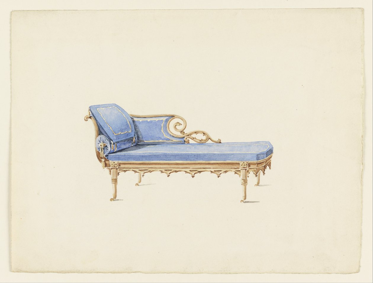 Design for en sofa i gotisk vekkelsesstil av Augustus Charles Pugin
