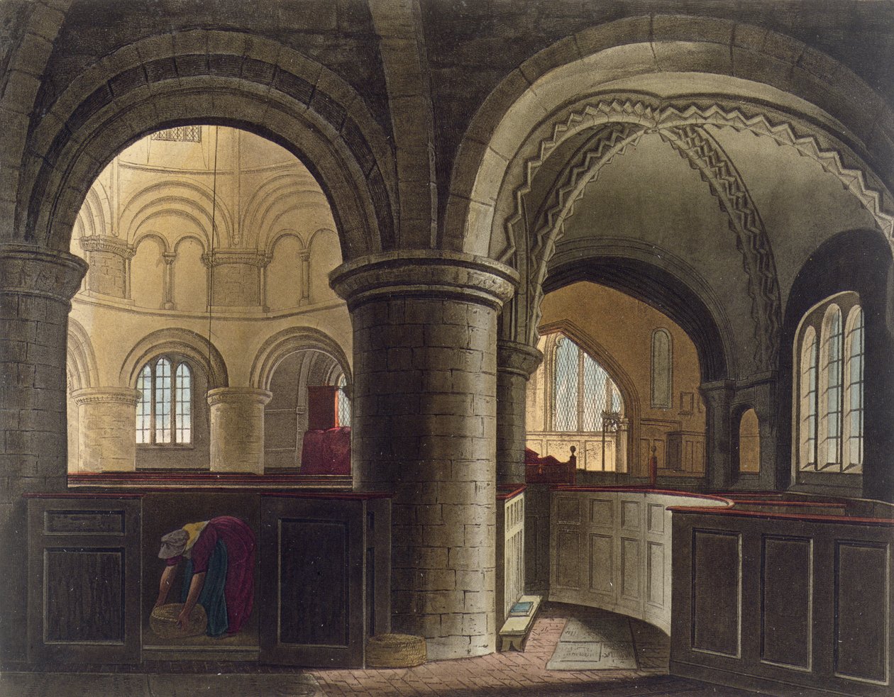 Interiør av Church of the Holy Sepulchre, Cambridge, fra 
