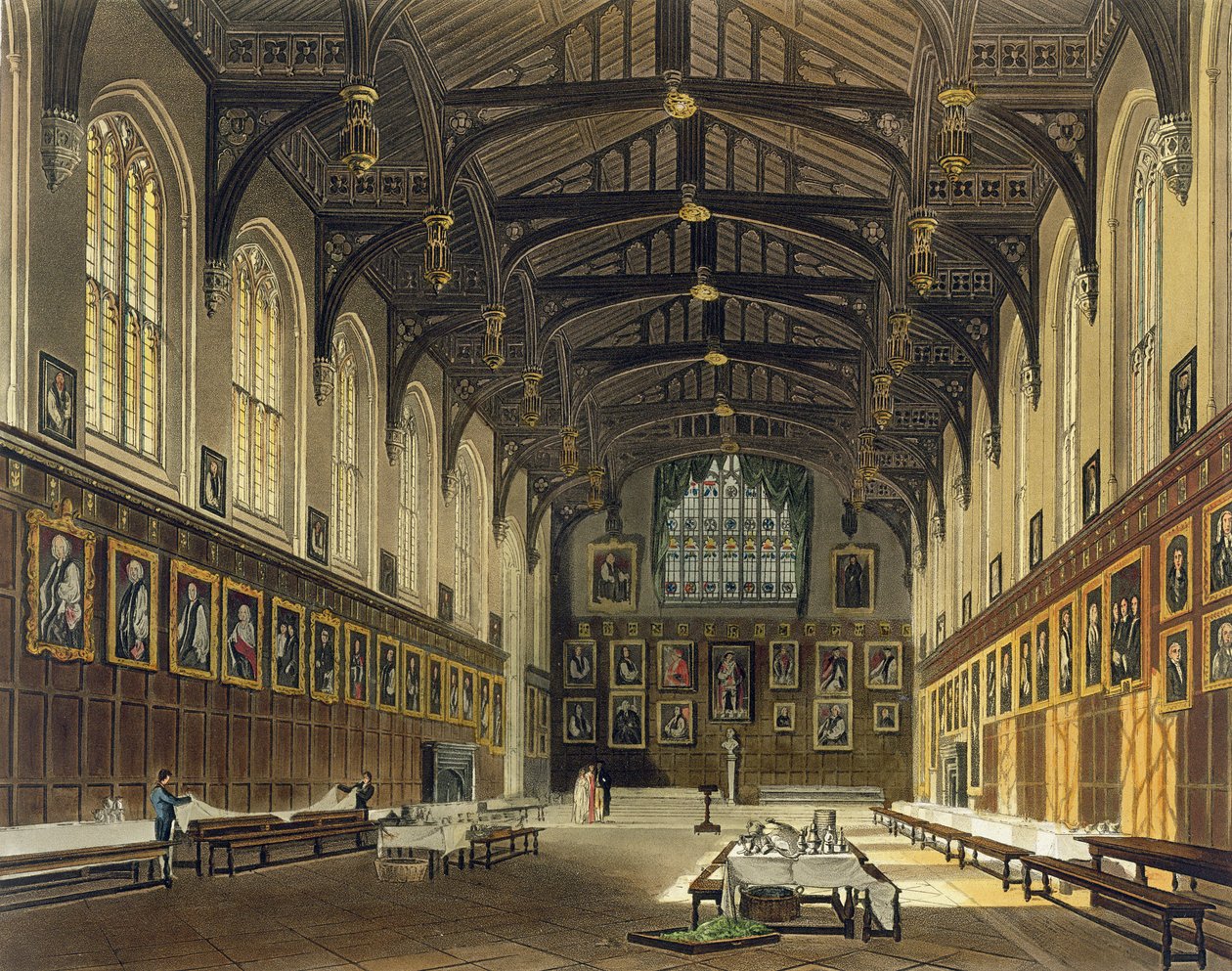 Interiør i Hall of Christ Church, illustrasjon fra 