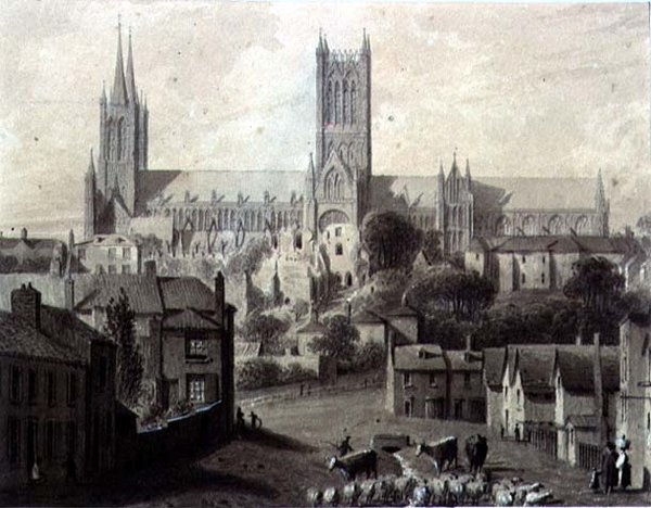 Lincoln-katedralen fra sør av Augustus Charles Pugin