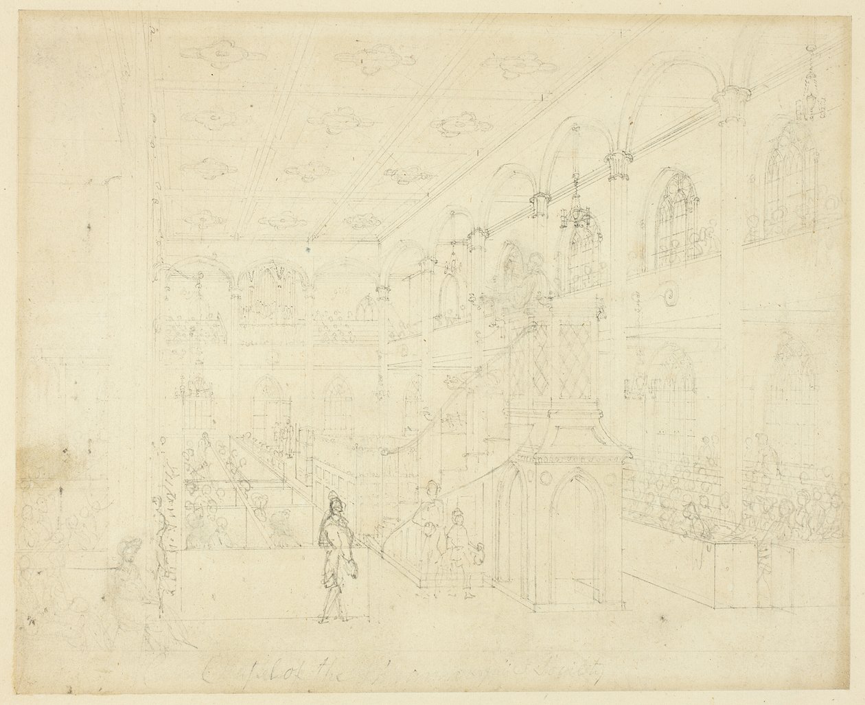 Studie for Chapel of the Philanthropic Society, fra Microcosm of London av Augustus Charles Pugin