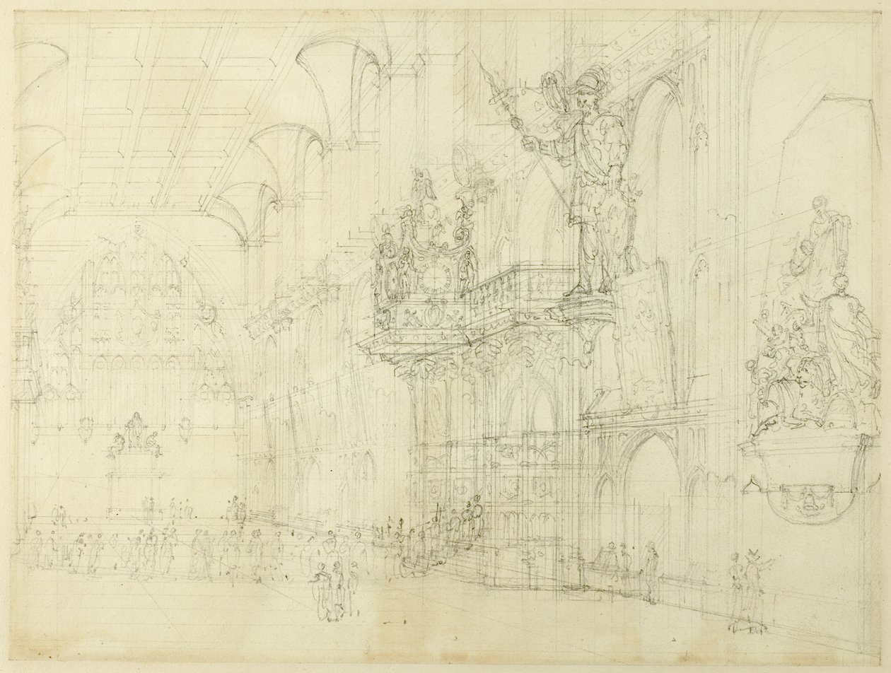Studie for Guild Hall, fra Microcosm of London av Augustus Charles Pugin