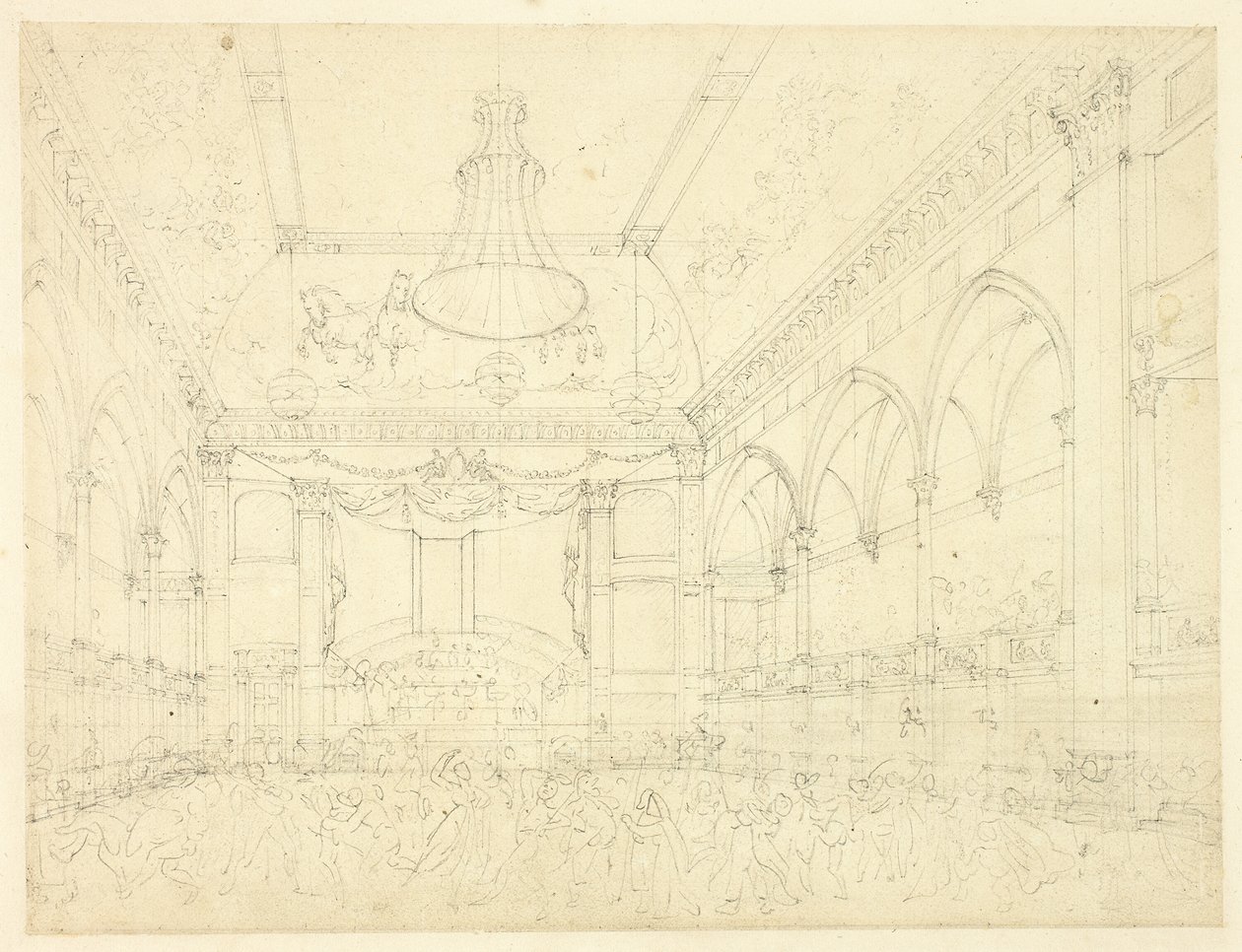 Studie for Pantheon Masquerade, fra Microcosm of London av Augustus Charles Pugin