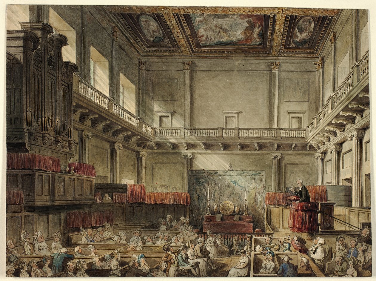 Studie for Royal Chapel, Whitehall, i Microcosm of London av Augustus Charles Pugin