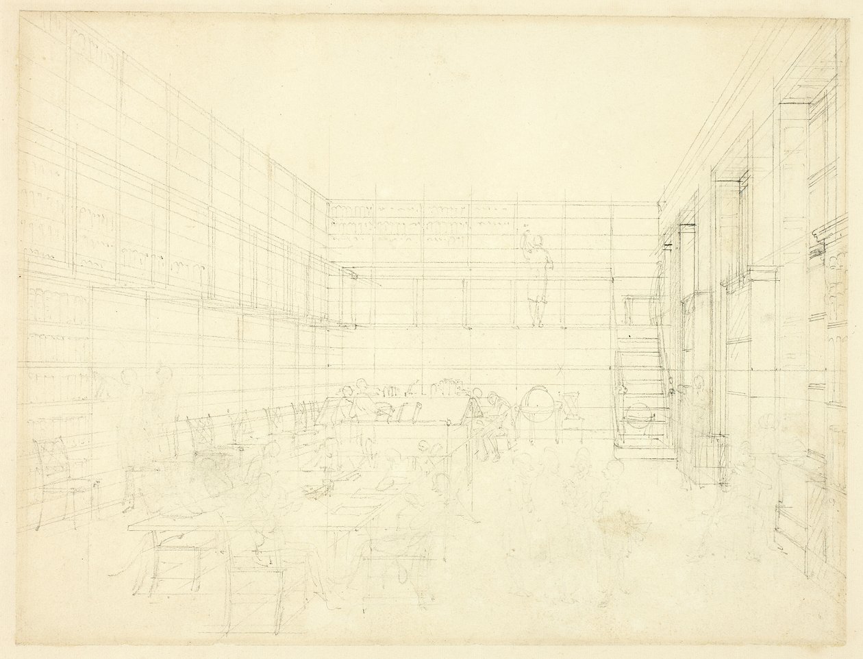 Studie for Royal Institution, Albemarle Street, fra Microcosm of London av Augustus Charles Pugin
