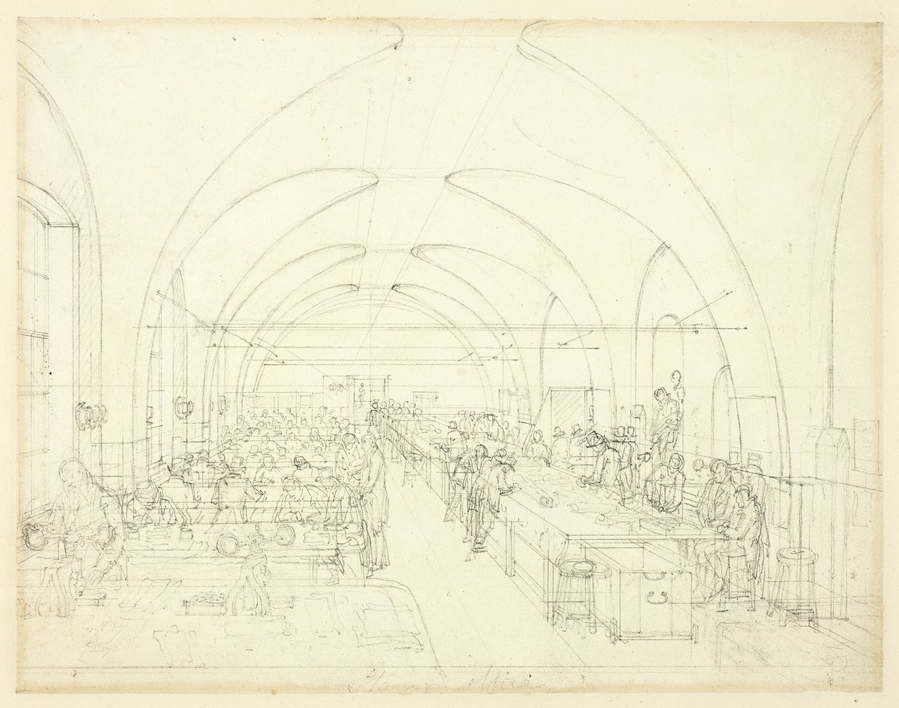 Studie for Stamp Office, fra Microcosm of London av Augustus Charles Pugin