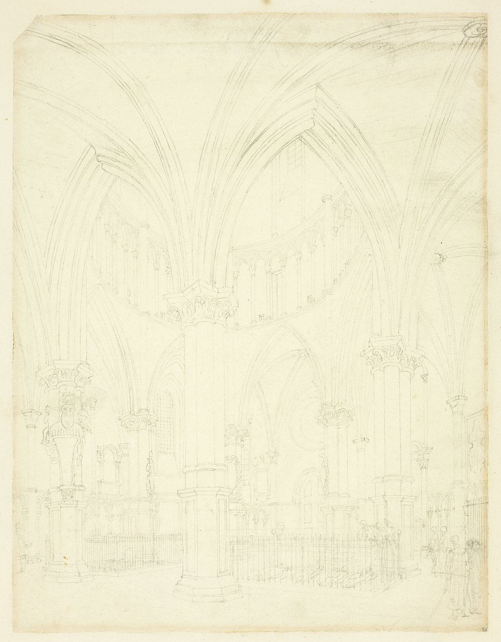 Studie for Temple Church, fra Microcosm of London av Augustus Charles Pugin