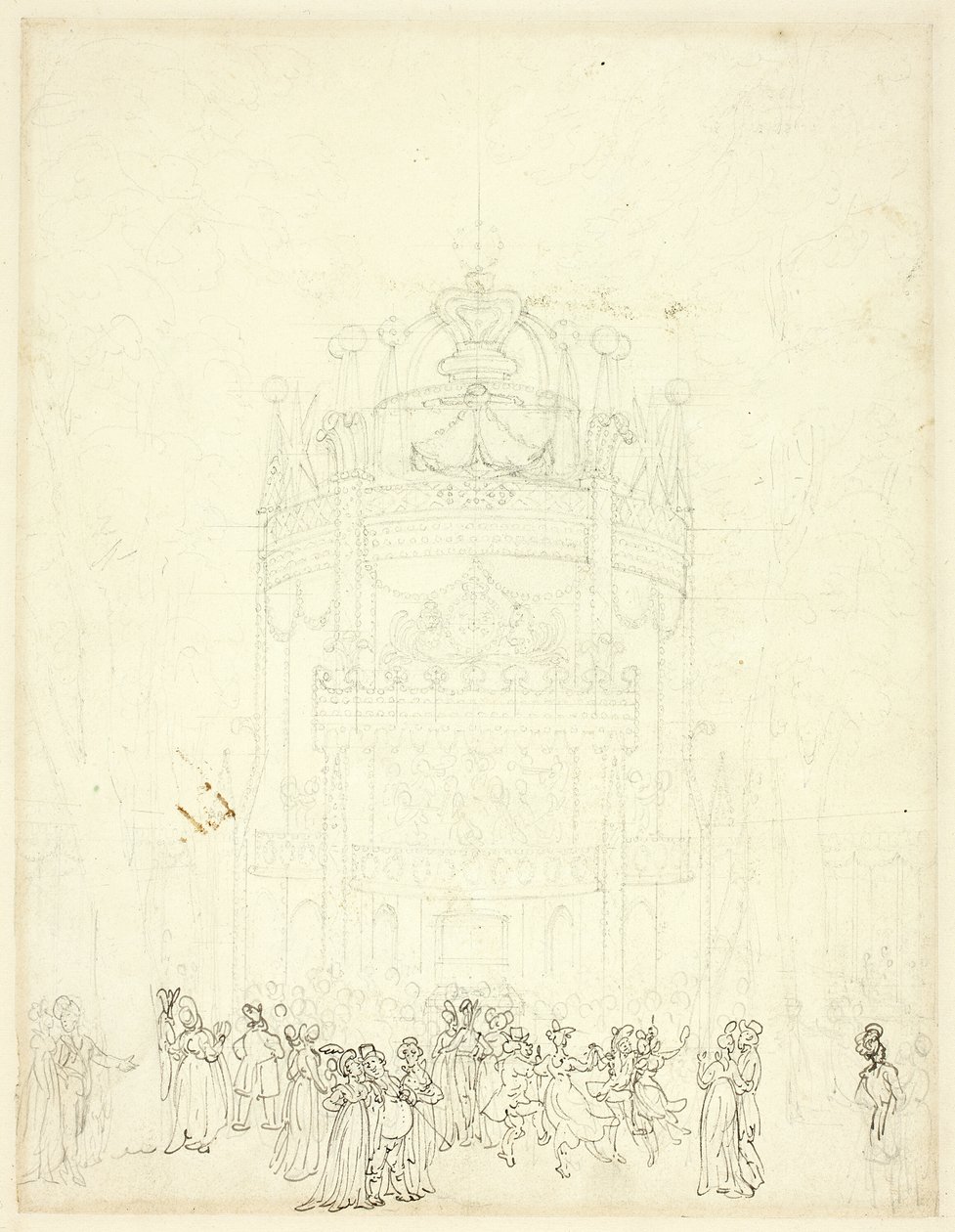 Studie for Vauxhall Garden av Augustus Charles Pugin